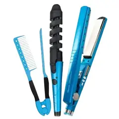 GENERICO - Combo Nano Titanium Plancha Peine Y Rizador_.