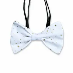 WAWAW - Corbatín para perro talla XL blanco estrellas doradas Navidad