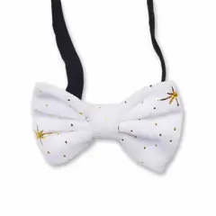 WAWAW - Corbatín para perro talla XL blanco figuras doradas Navidad