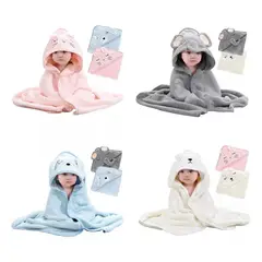GENERICO - Toalla Manta Cobija Bebe Niños Suave Con Capota Multiusos Gris