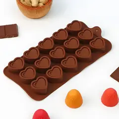 SELVA NEGRA - Molde Silicona Choco Dulce Corazón 15 Cavidades