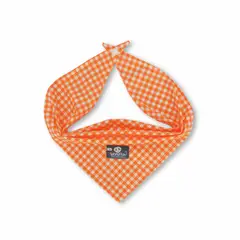 WAWAW - Pañoleta para perro talla XL naranja cuadros blancos