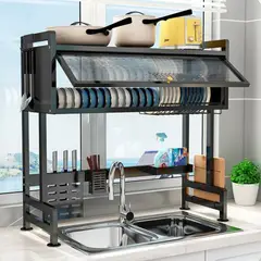 GENERICO - Platero Escurridor De Platos Organizador Con Gabinete Para Sobre Poner