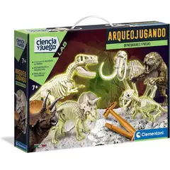 CLEMENTONI - Juego De Excavación 4 Dinosaurios T Rex Triceratops Mamut