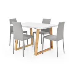VENECIA - Set de Comedor Andara 4P Sillas Lyon Tela Plata