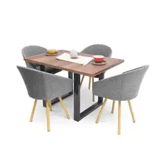 VENECIA - Set Comedor Marsella 4P SillasTokyo Tela Gris