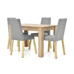 VENECIA - Set Comedor Voru Duna 4p Sillas Viena Tela Plata_.