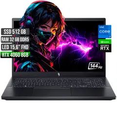 ACER - NITRO INTEL CORE I7-13620H RTX 4060 8GB SSD 512GB RAM 32GB LED 15,6" FULL HD 144Hz