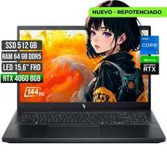 ACER - NITRO INTEL CORE I7-13620H RTX 4060 8GB SSD 512GB RAM 64GB LED 15,6" FULL HD 144Hz
