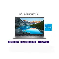 DELL - PORTATIL INSPIRON 3520 15.6" INTEL CORE I5 1235U 64GB/ SSD 1TB M.2 / COMBO TECLADO Y MOUSE