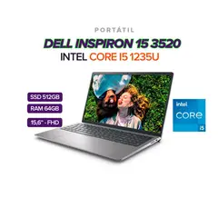 DELL - PORTATIL INSPIRON 3520 15.6" INTEL CORE I5 1235U 64GB/ SSD 512GB M.2 / COMBO TECLADO Y MOUSE