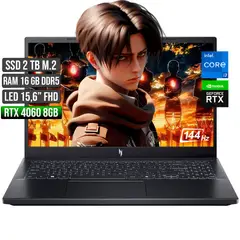 ACER - NITRO INTEL CORE I7-13620H RTX 4060 8GB SSD 2TB RAM 16GB LED 15,6" FULL HD 144Hz