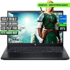 ACER - Portátil Nitro I7-13620H RTX 4060 32GB RAM 2TB SSD 15.6" FHD