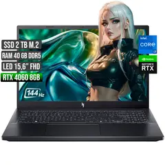 ACER - NITRO INTEL CORE I7-13620H RTX 4060 8GB SSD 2TB RAM 40GB LED 15,6" FULL HD 144Hz