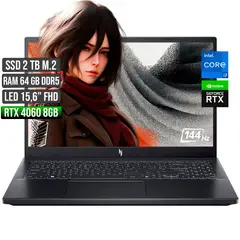 ACER - NITRO INTEL CORE I7-13620H RTX 4060 8GB SSD 2TB RAM 64GB LED 15,6" FULL HD 144Hz