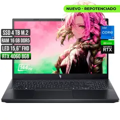 ACER - NITRO INTEL CORE I7-13620H RTX 4060 8GB SSD 4TB RAM 16GB LED 15,6" FULL HD 144Hz