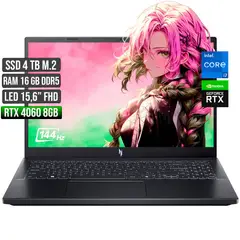 ACER - NITRO INTEL CORE I7-13620H RTX 4060 8GB SSD 4TB RAM 16GB LED 15,6" FULL HD 144Hz