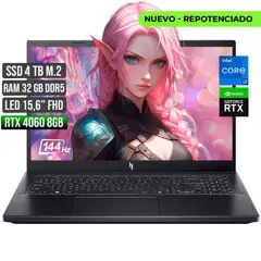 ACER - NITRO INTEL CORE I7-13620H RTX 4060 8GB SSD 4TB RAM 32GB LED 15,6" FULL HD 144Hz