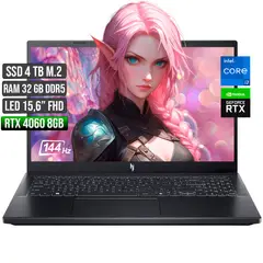 ACER - NITRO INTEL CORE I7-13620H RTX 4060 8GB SSD 4TB RAM 32GB LED 15,6" FULL HD 144Hz