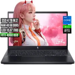 ACER - NITRO INTEL CORE I7-13620H RTX 4060 8GB SSD 4TB RAM 40GB LED 15,6" FULL HD 144Hz