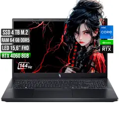 ACER - NITRO INTEL CORE I7-13620H RTX 4060 8GB SSD 4TB RAM 64GB LED 15,6" FULL HD 144Hz