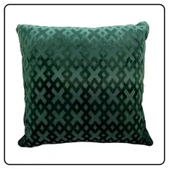 DAVINCI - Cojin decorativo de diseño color verde con grabados 40x40