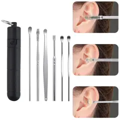 GENERICO - Kit de Oidos en Acero Inoxidable Set Por 6 Piezas