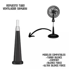 SAMURAI - Tubo Soporte Pedestal Ventilador Turbo Silence Negro