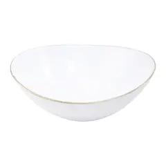 ESSENZA - Bowl Blanco Redondo Boat Gold Vitro De 10 Pulgadas