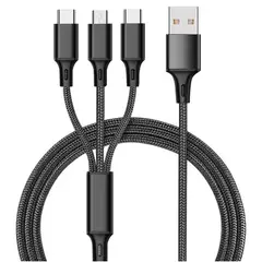 GENERICO - Cable Cargador Usb Reforzado 3 En 1 Para Android - iPhone