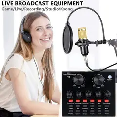GENERICO - Kit Micrófono Profesional De Condensador + Tarjeta Sonido V8