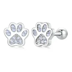 ALHAJAS - Aretes Para Niña O Mujer Huella Perro Gato Fabricados En Plata 925