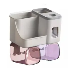 GENERICO - Dispensador crema dental porta cepillos Soportes organizador 2 vaso