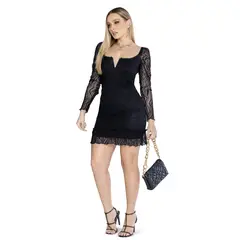 MARKETING PERSONAL - Vestido Corto Exterior Negro Mp 3474
