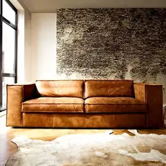 22 GRADOS DECORACION - Sofá Rude en Cuero Natural 205cm 22Grados Decoracion