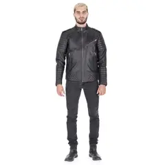 LA CHAQUETERIA - Chaqueta en Cuero Negro Base Morado Orli