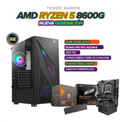 AMD - PC GAMER R5 8600G 32 GB DDR5 BOARD A620 SSD 1TB CHASIS 4 FANS RGB FUENTE 650W