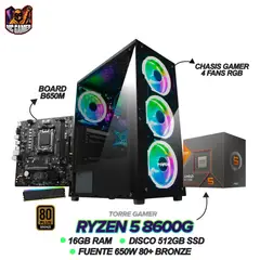 AMD - TORRE GAMER RYZEN 5 8600G - 16GB RAM - 512GB SSD - B650M - FUENTE 650W 80+ BRONZE