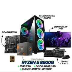AMD - PC GAMER RYZEN 5 8600G - 16GB RAM - SSD 512GB - BOARD B650M - MONITOR 24" FHD + COMBO