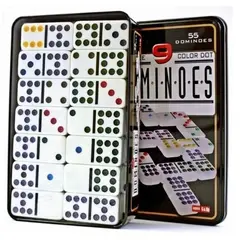 GENERICO - Dominó 55 Fichas A Color Doble 9 Juego De Mesa Caja Metálica