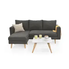 VENECIA - Sofá L Barbados Tela Gris con Mesa de Centro Nova_.