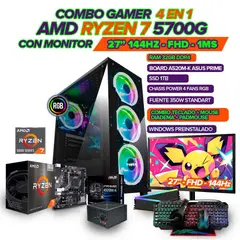 AMD - PC Gamer Ryzen 7 5700G / RAM 32GB / SSD 1TB / Board A520 / 350W Estándar