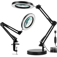 GENERAL - Lámpara De Lupa Led Con Base Y Prensa Ajustable Negra