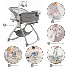 PRIORI - Cuna Moisés Portátil 6 En 1 Gris