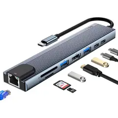 LINKON - Hub Adaptador Usb Tipo C 8 En 1 Macbook Windows-