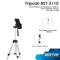 BESTON - Tripode Para Camara Con Soporte Para Celular BST-3110A