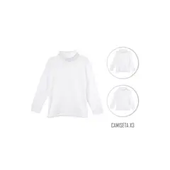SANTANA - Combo X3 Camiseta Junior Unisex Cuello Tortuga Blanco