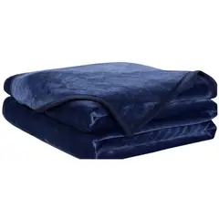 KARYTEX - Cobija Piel De Conejo Cama Doble Color Azul Oscuro
