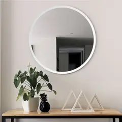 ALIK DISEÑO - Espejo Redondo Con Marco Metálico Ancho Blanco 90cm