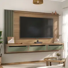 BERTOLINI - Mueble para TV 75 en MPD 200cm incluye soporte TV Roble con menta